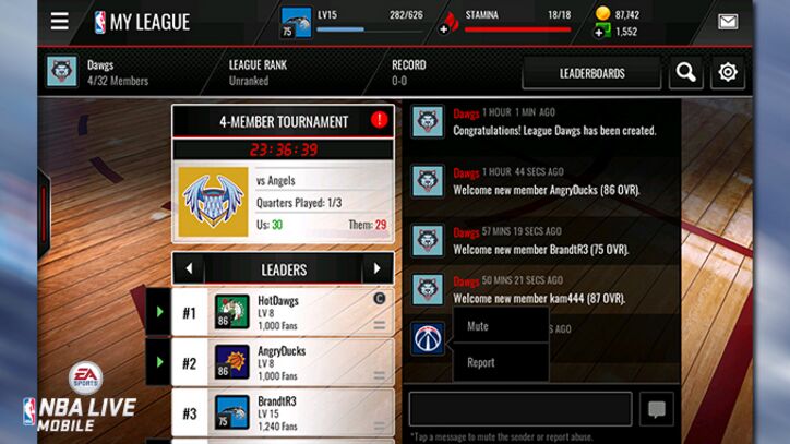 nba live mobile league vs league tournaments